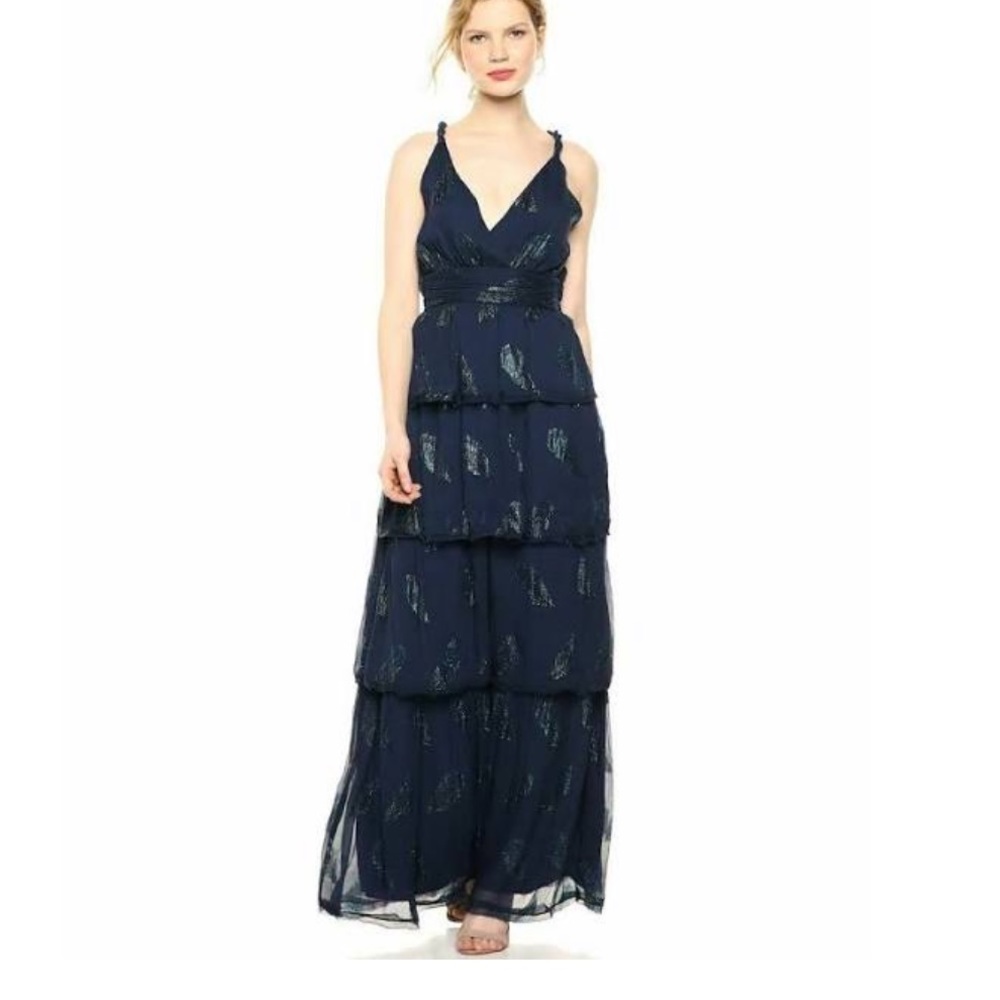 Ramy Brook Toleda Spring Navy Silk Maxi Dress